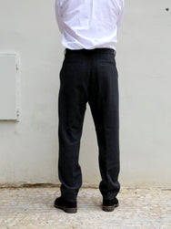 Hansen Garments 26-44-2 Ken Wide Cut Trousers - Black Wool Pin