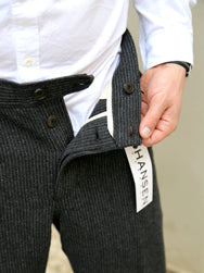 Hansen Garments 26-44-2 Ken Wide Cut Trousers - Black Wool Pin