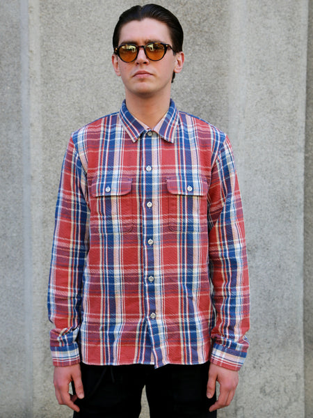 Indigofera Webster Cotton Flannel Shirt – Blue/White/Pink (6345-811-01)