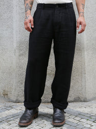 Hansen Garments Bobby Wide Pleated Trousers – Black Gauze (29-58-2)