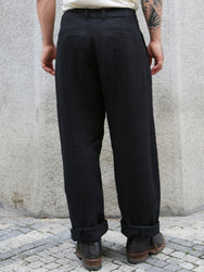 Hansen Garments Bobby Wide Pleated Trousers – Black Gauze (29-58-2)