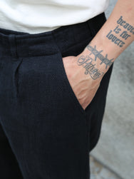 Hansen Garments Bobby Wide Pleated Trousers – Black Gauze (29-58-2)