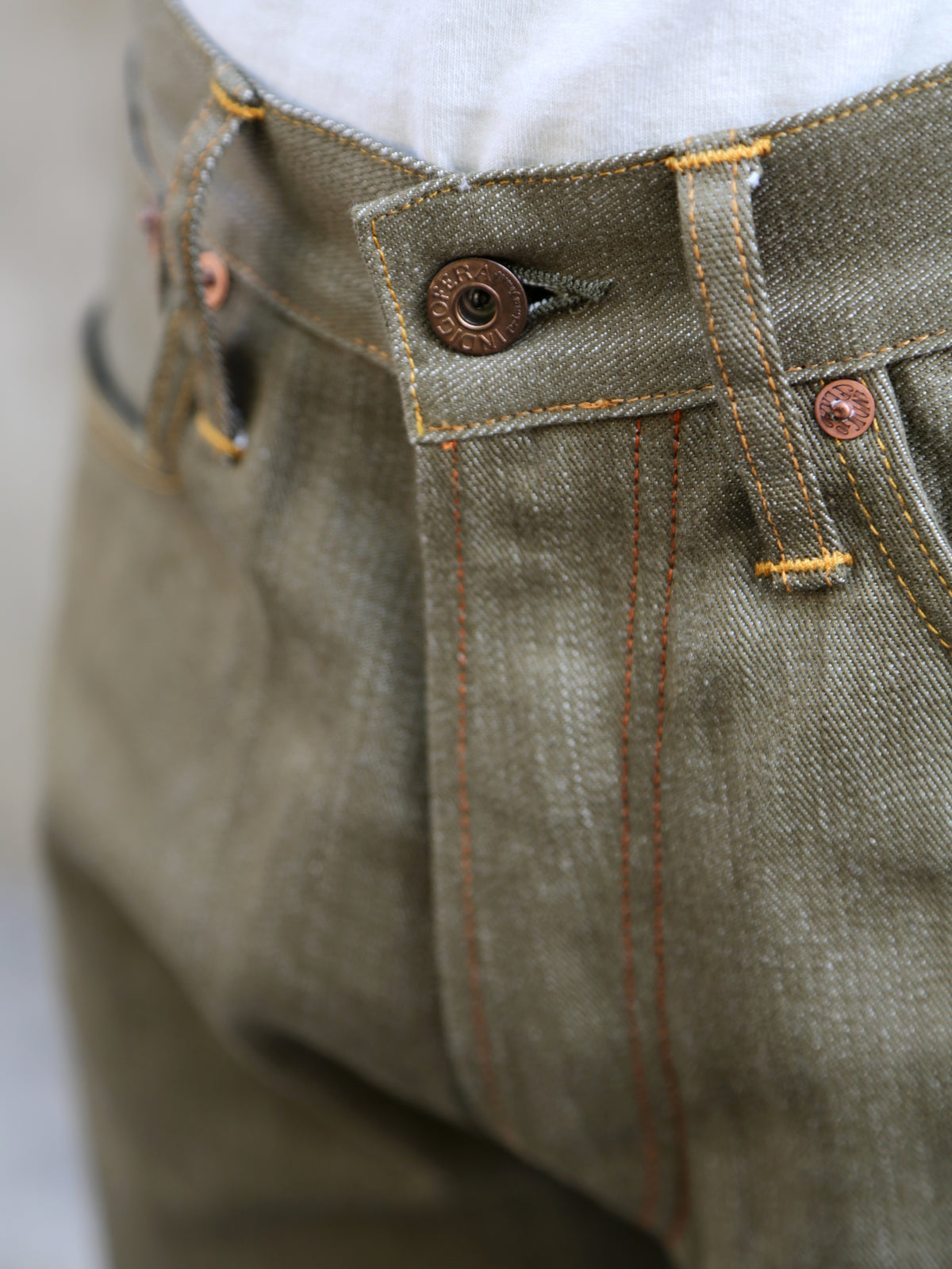 Indigofera Kirk Pants Desert Moss Green Selvedge (71-86-99)