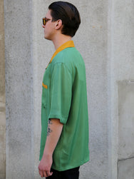 Fleurs de Bagne La Chemise Hawaine “Bowling Shirt” – Green/Mustard