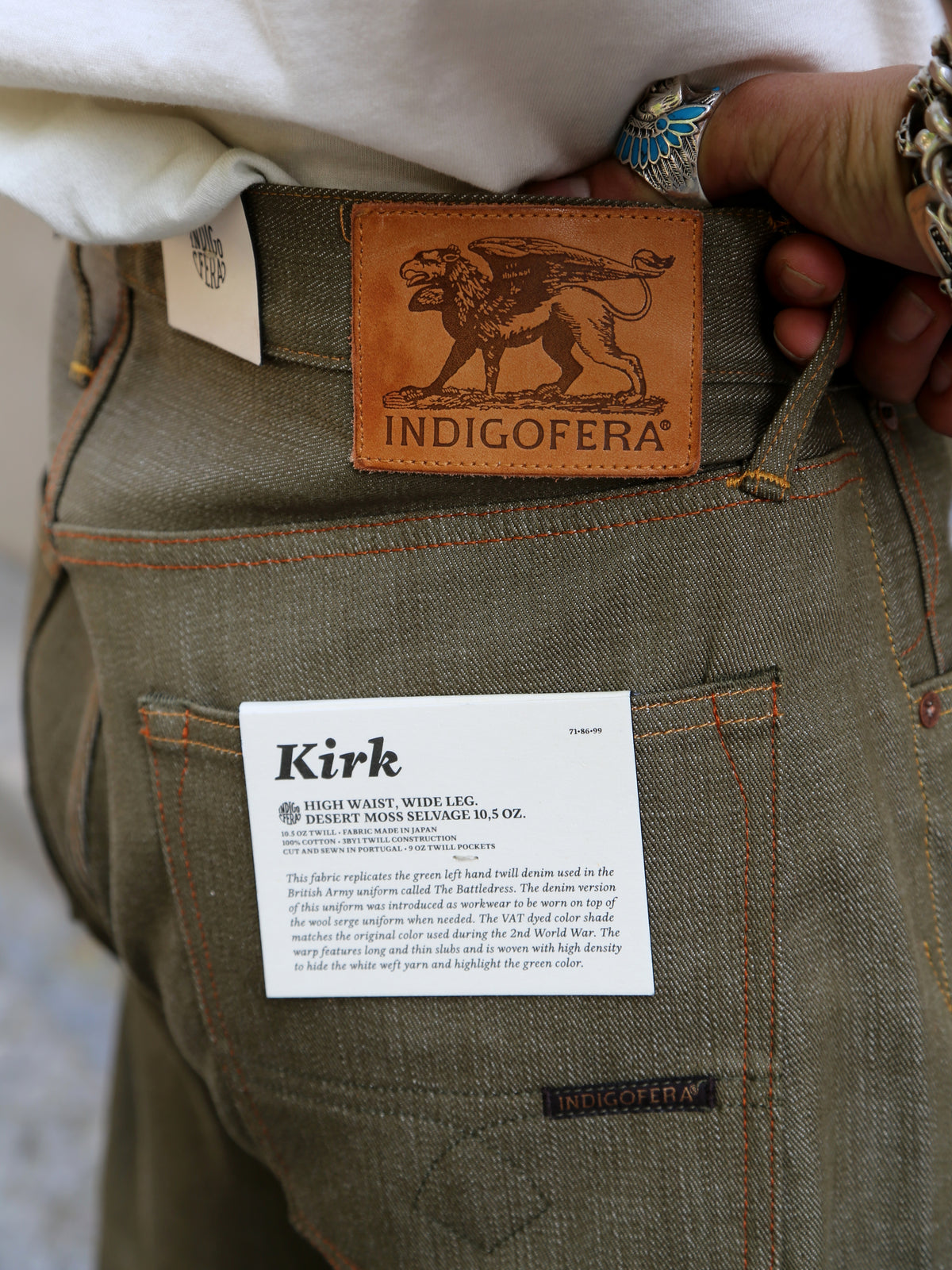 Indigofera Kirk Pants Desert Moss Green Selvedge (71-86-99)