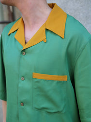 Fleurs de Bagne La Chemise Hawaine “Bowling Shirt” – Green/Mustard
