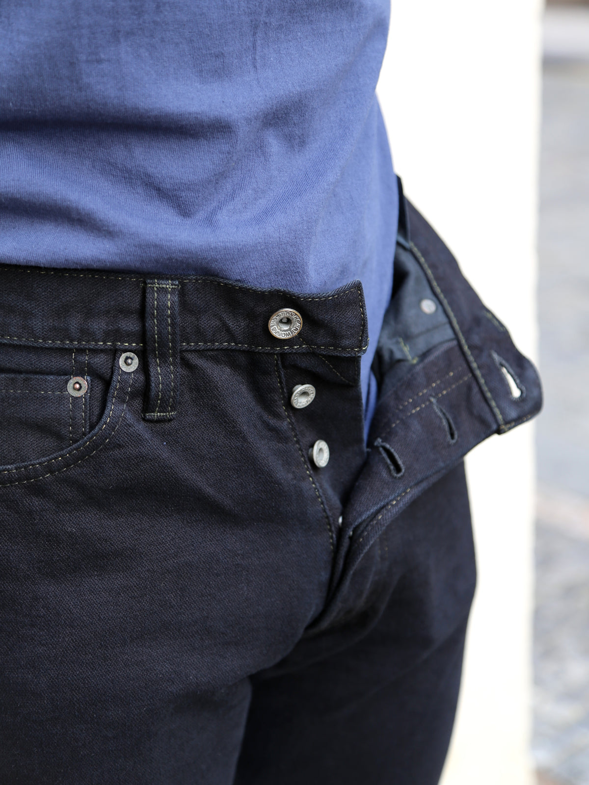 Iron Heart 14oz Broken Twill Selvedge Relaxed Tapered Jeans – Indigo Overdyed Black (IH-888SBR-14od)