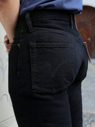 Iron Heart 14oz Broken Twill Selvedge Relaxed Tapered Jeans – Indigo Overdyed Black (IH-888SBR-14od)