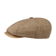 Stetson 8 Panel Merrick Linen Flat Cap Brown Mottled (6813103)