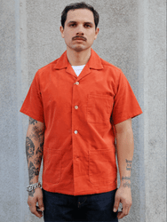 Joe McCoy MS23007 Open Collar Resort S/S Shirt / Summer Corduroy – Salmon