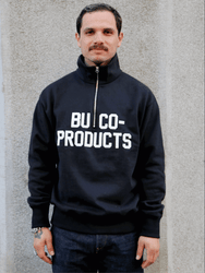 The Real McCoy's Buco Half-Zip Motorcycle Jersey – Black (BC23104)