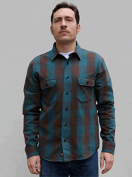 Indigofera Norris Shirt - Petrol/Brown (6678-887-05)