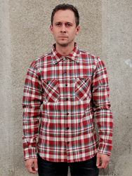 Iron Heart IHSH-371-RED Ultra Heavy Flannel Crazy Check Work Shirt - Red