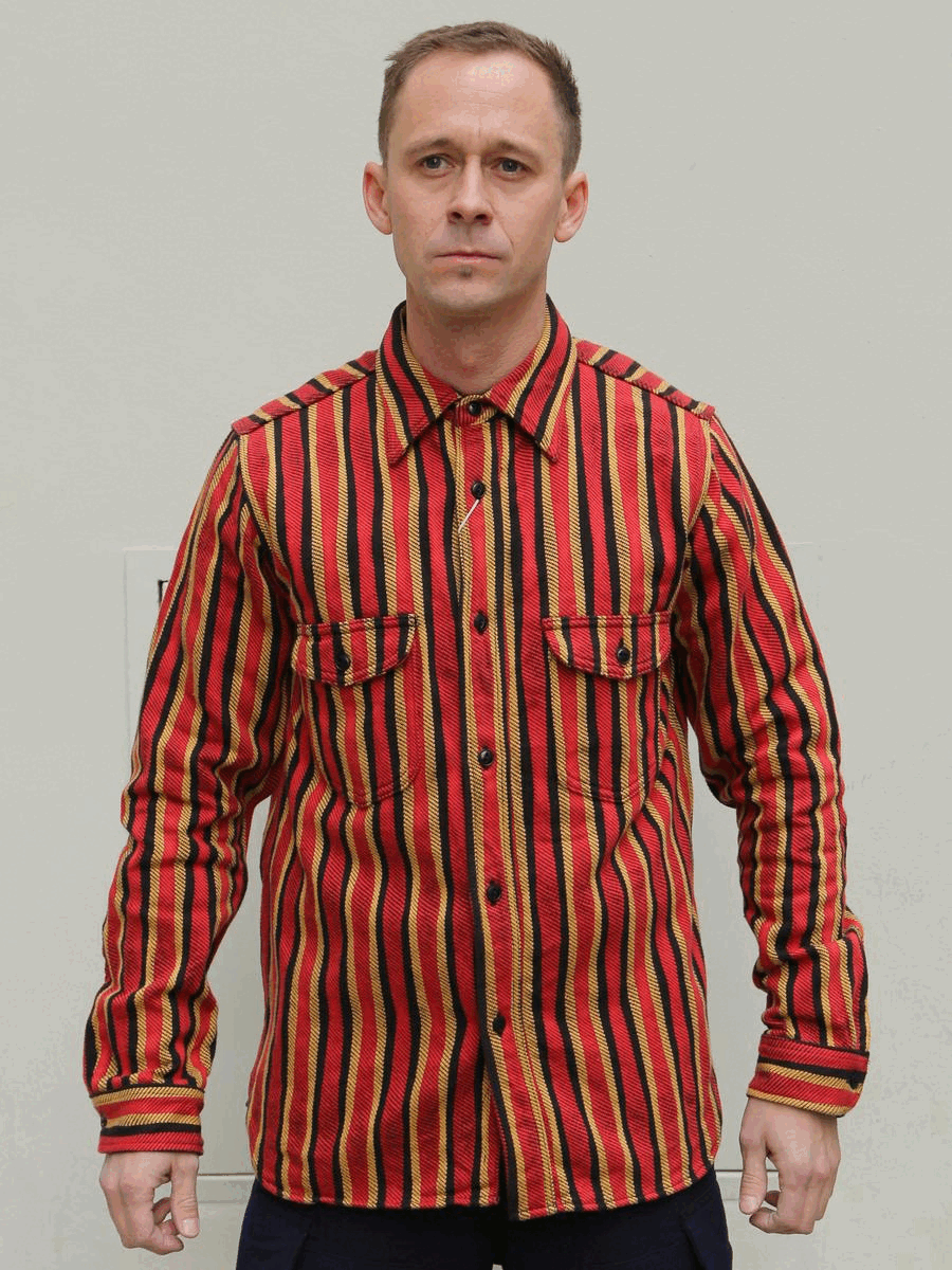 Samurai Jeans SDN23-01W Heavyweight "Drunk Stripe" Flannel Shirt - Red