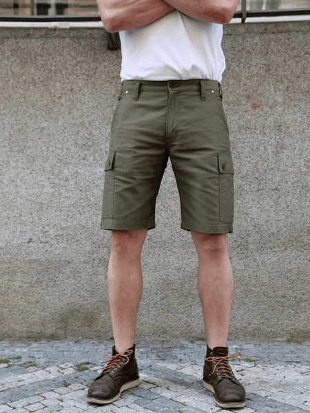 Iron Heart IH-726-OLV 7.4oz Cotton Whipcord Camp Shorts - Olive
