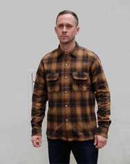 Stevenson Overall Highroller Plaid Shirt - Mustard X Brown (HR1-MB)