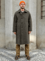 Hansen Garments 26-59-7 Sigurd Long Lined Wool Coat - Brown Tweed