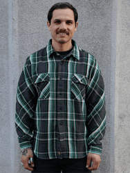 Indigofera Bryson Shirt Unbrushed Check – Black / Green / White / Turquoise (6335-848-04)