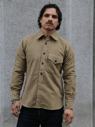 Fleurs de Bagne La Surchemise “Olerón” Moleskine – Kaki Sand