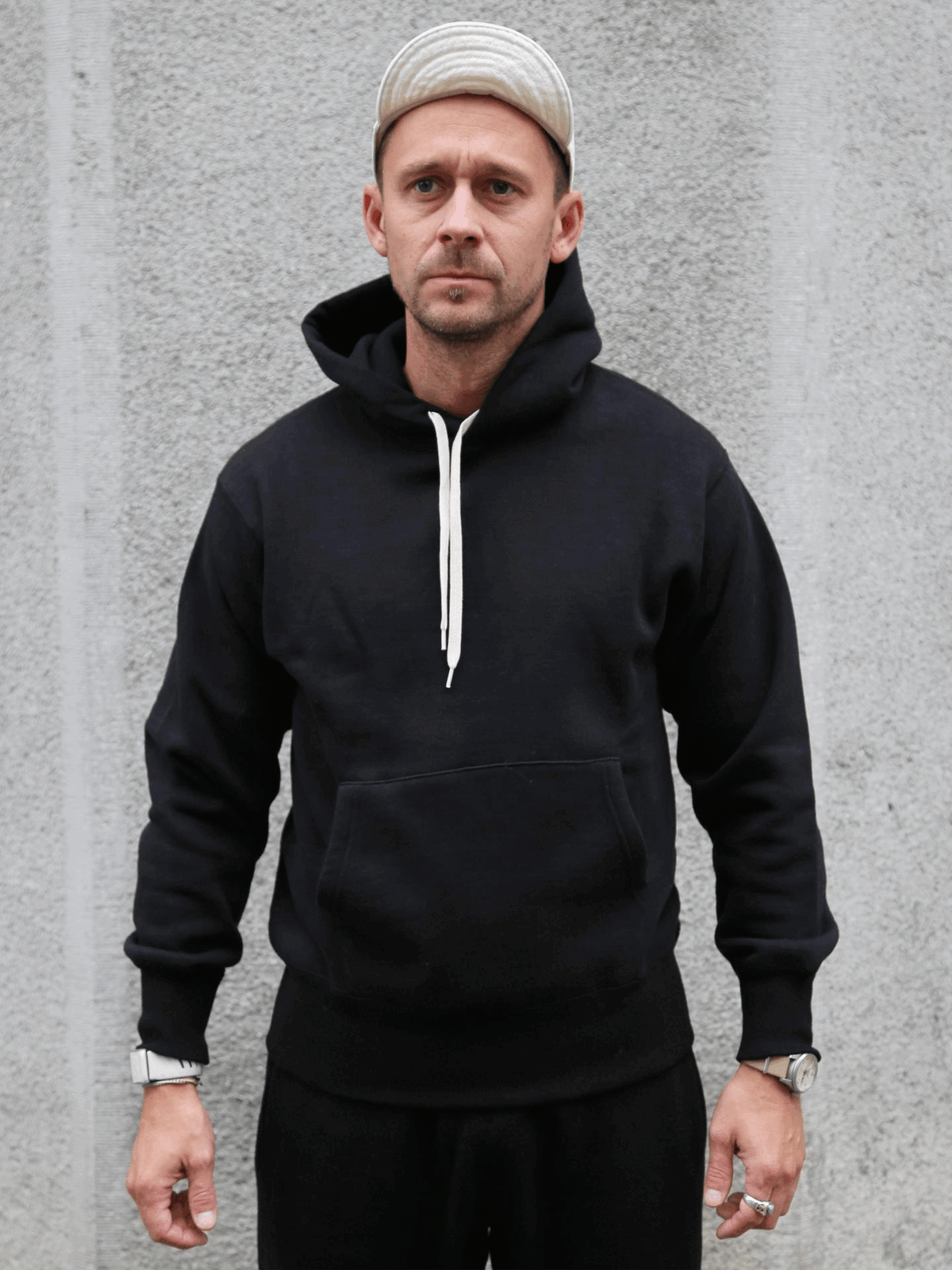 The Real McCOY's 10 oz. Loopwheel Hooded Sweatshirt – Black (MC24114)