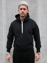 The Real McCOY's 10 oz. Loopwheel Hooded Sweatshirt – Black (MC24114)