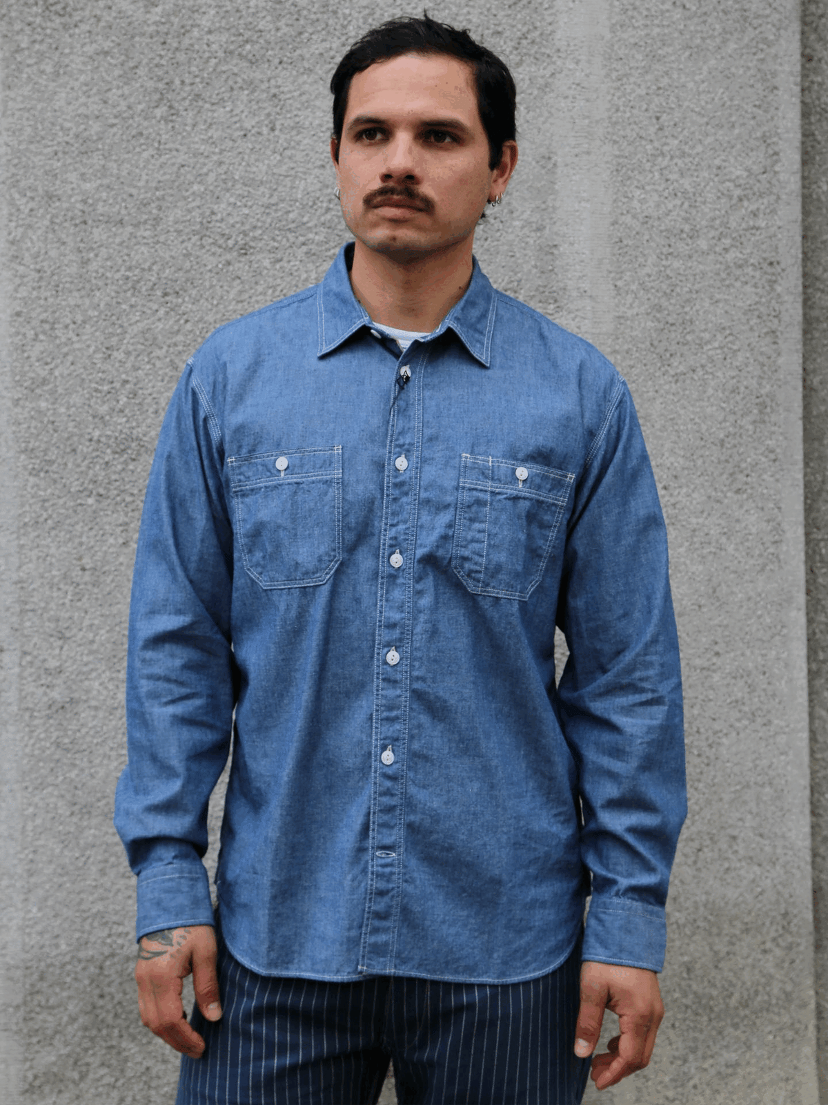 Momotaro 5oz Chambray Shirt – Indigo (MMLS1001)