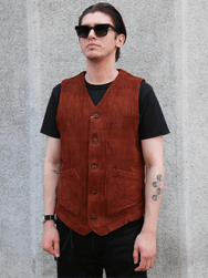 Studio D'Artisan "Amami Dorozome" Boro Jacquard Vest – Brown (4605)