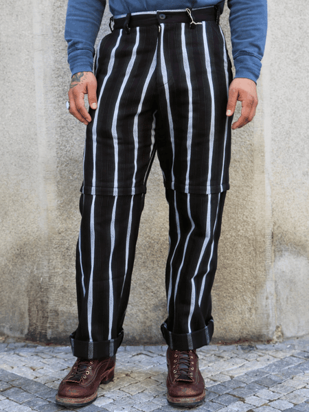 Samurai Jeans Drunken Stripe 2-Way Pants – Black (SJAP25-DPS)