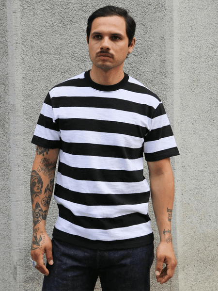 The Real McCoy's Buco Stripe Tee S/S – Black/White (BC24002-010)