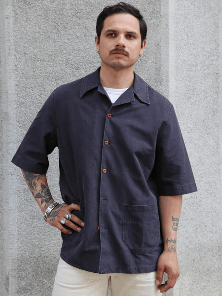 Fleurs de Bagne Cuba Shirt 2 pocket SS – Used Black (FDB-SHSS-CUBA-910-M)