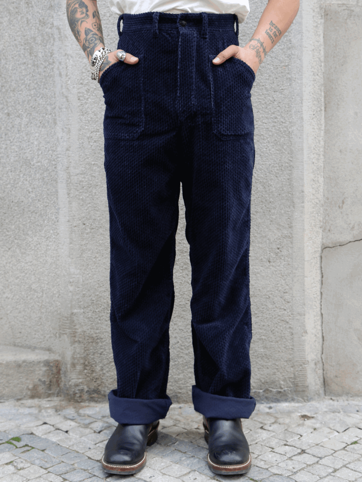 Black Sign 1920 Waffle Cord Montgomery Trousers – Deep Navy (BSFP-23507)