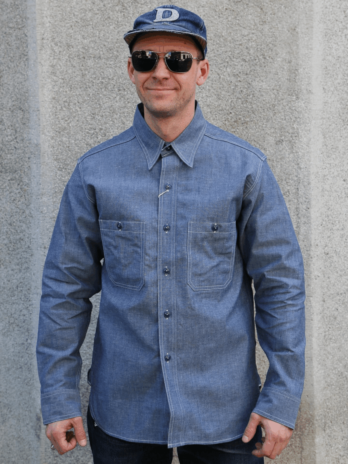 The Real McCOY's U.S. Navy Chambray Shirt LS (Modify) – Light Blue (MS25003)