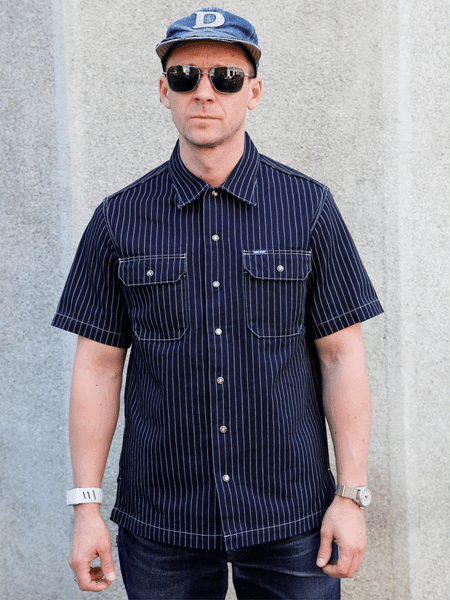 Iron Heart 10oz Wabash Short Sleeved Mechanic Shirt – Indigo (IHSH-416-IND)