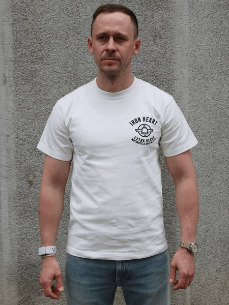 Iron Heart 7.5oz Printed Loopwheel Crew Neck T-Shirt – White (IHT-2503-WHT)