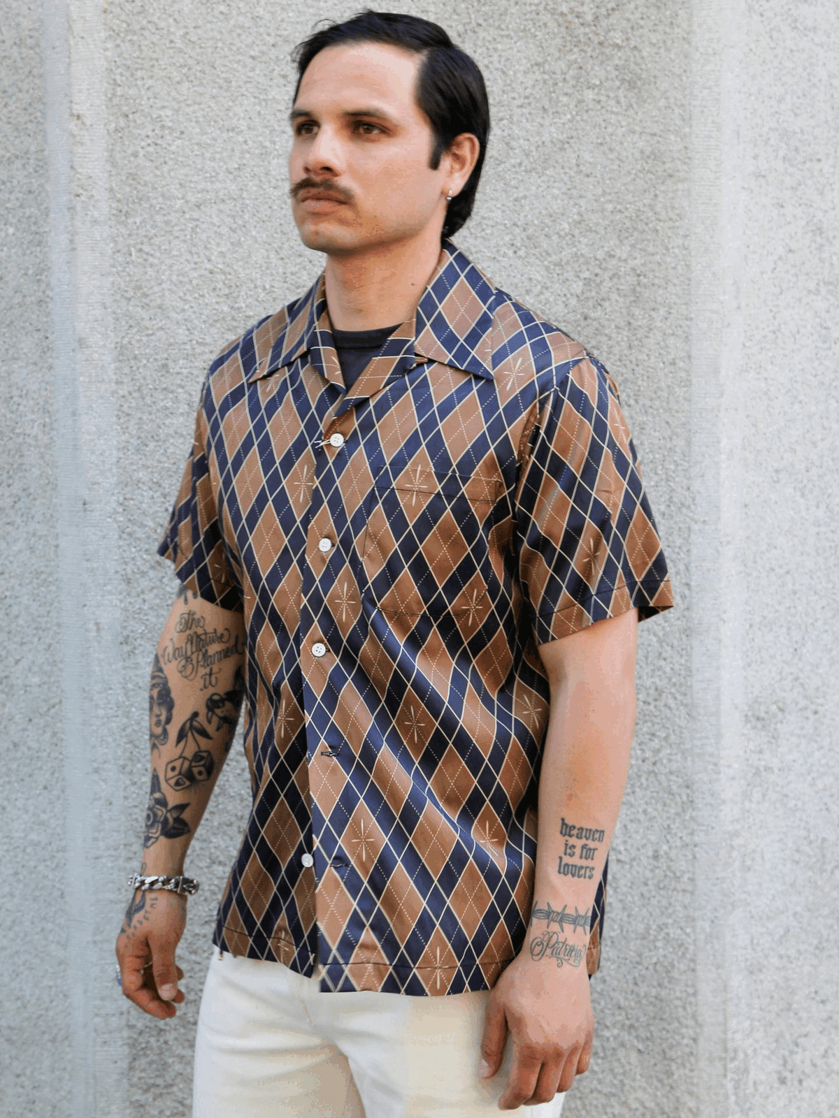 Samurai Jeans "Narahira" Snake Pattern Shirt – Brown (SSA25-01)