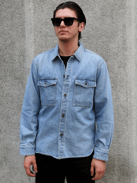 Japan Blue JBLS1018 13oz Denim CPO Shirt – Fade Wash