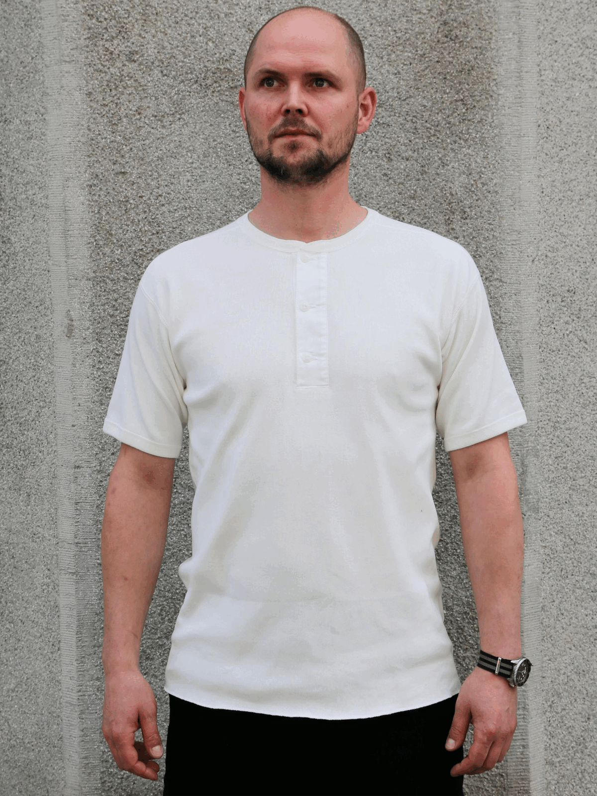 The Real Mccoy's Union Henley Undershirt S/S – White (MC23022)