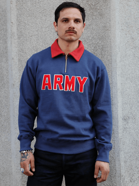 The Real McCoy's Athletic Half-Zip Jersey / Army – Blue (MC24107)