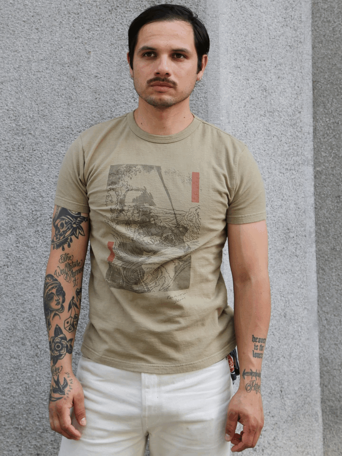 Samurai Jeans "RASEN" Inlay Loopwheel T-Shirt "RASEN" – Olive (SJST25-106)