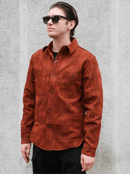 Studio D'Artisan "Amami Dorozome" Boro Jacquard Shirt – Brown (5717)