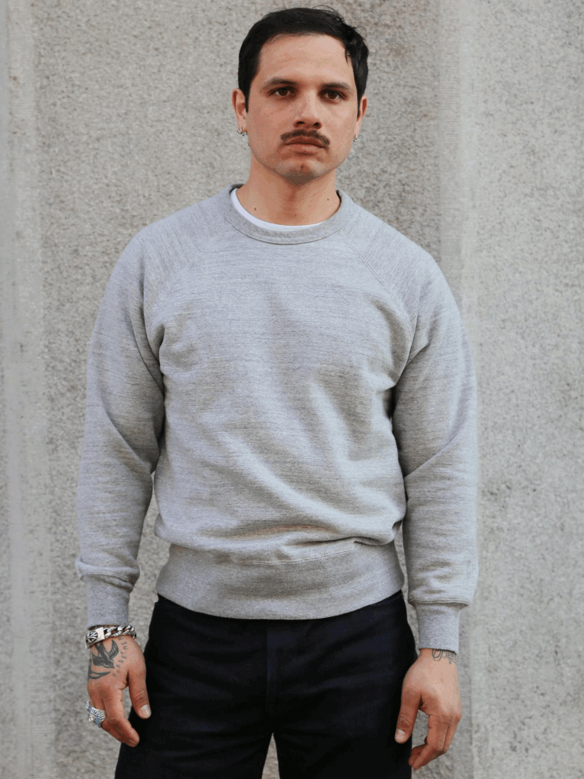 The Real McCoy's 9oz Loopwheel Raglan Sweatshirt – Grey (MC24117)