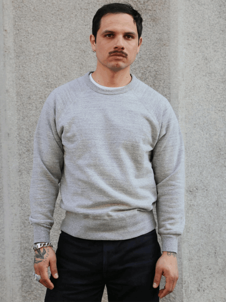 The Real McCoy's 9oz Loopwheel Raglan Sweatshirt – Grey (MC24117)