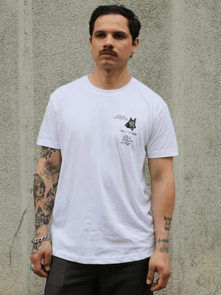 Blue Blanket Denim Heads 10th Anniversary Printed Tubular T-shirt – White (TS9 IT78)