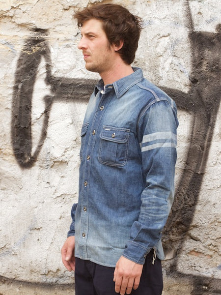 Momotaro Jeans SJ091D Denim Work Shirt Washed