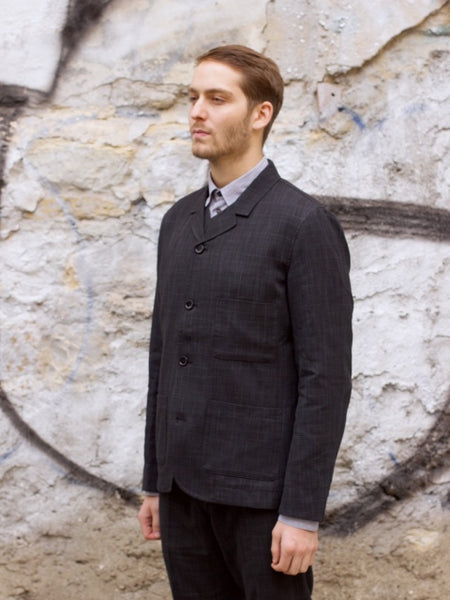 Hansen Garments Elias Blazer, Black Check Melange