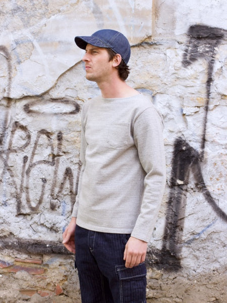 Japan Blue JBST03 16.5oz Sweat Long Sleeve, Grey