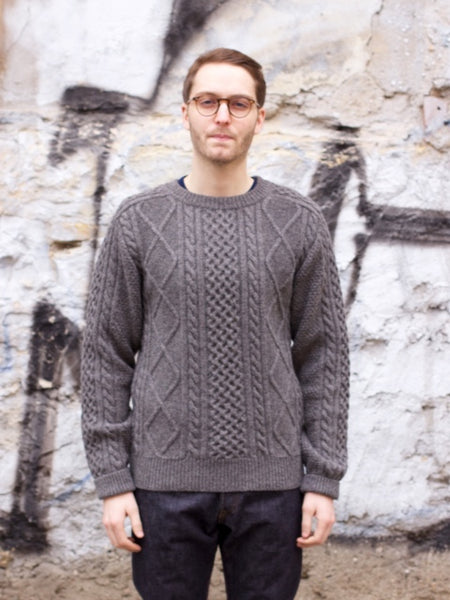 Stevenson Overall Co. Cable Knit Aran Sweater Gray