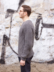 Stevenson Overall Co. Cable Knit Aran Sweater Gray