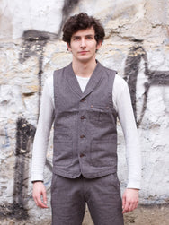 Momotaro Jeans 04-034 Covert Twill Vest Grey