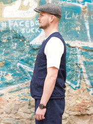 Momotaro Jeans 04-039 Twill Herringbone Vest Indigo